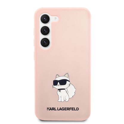 Pouzdro pro Samsung Galaxy S23+ S916, Karl Lagerfeld, Silicone Choupette, Růžové
