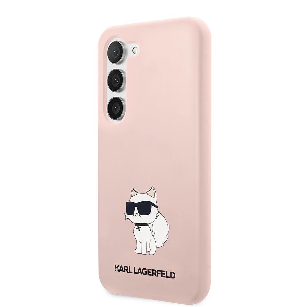 Pouzdro pro Samsung Galaxy S23+ S916, Karl Lagerfeld, Silicone Choupette, Růžové