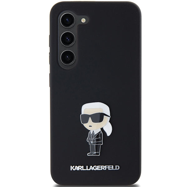 Pouzdro pro Samsung Galaxy S23+ S916, Karl Lagerfeld, Silicone Ikonik Karl Metal, Černá