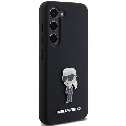 Pouzdro pro Samsung Galaxy S23+ S916, Karl Lagerfeld, Silicone Ikonik Karl Metal, Černá