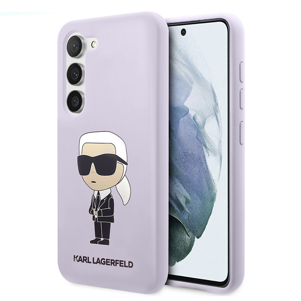 Pouzdro pro Samsung Galaxy S23+ S916, Karl Lagerfeld, Silicone Ikonik Karl, Fialové