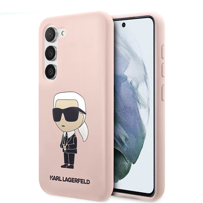 Pouzdro pro Samsung Galaxy S23+ S916, Karl Lagerfeld, Silicone Ikonik Karl, Růžové