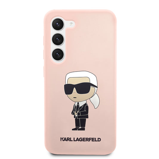 Pouzdro pro Samsung Galaxy S23+ S916, Karl Lagerfeld, Silicone Ikonik Karl, Růžové