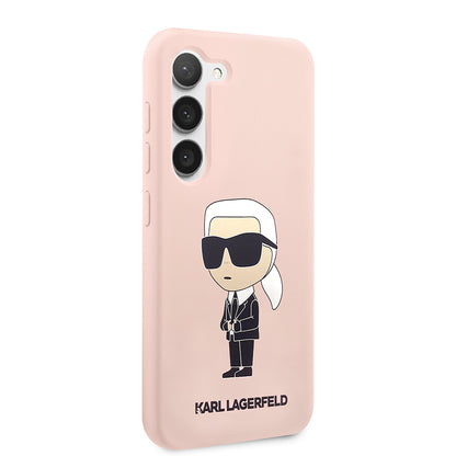 Pouzdro pro Samsung Galaxy S23+ S916, Karl Lagerfeld, Silicone Ikonik Karl, Růžové