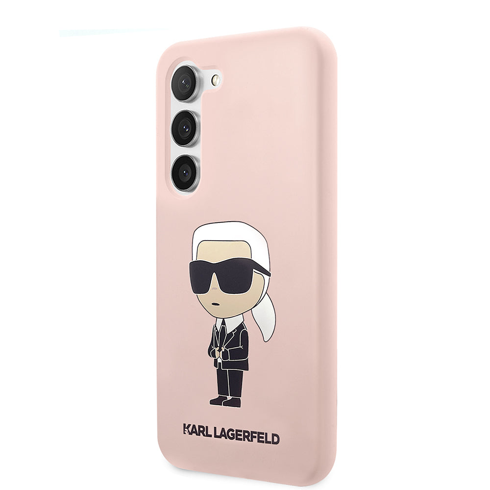 Pouzdro pro Samsung Galaxy S23+ S916, Karl Lagerfeld, Silicone Ikonik Karl, Růžové