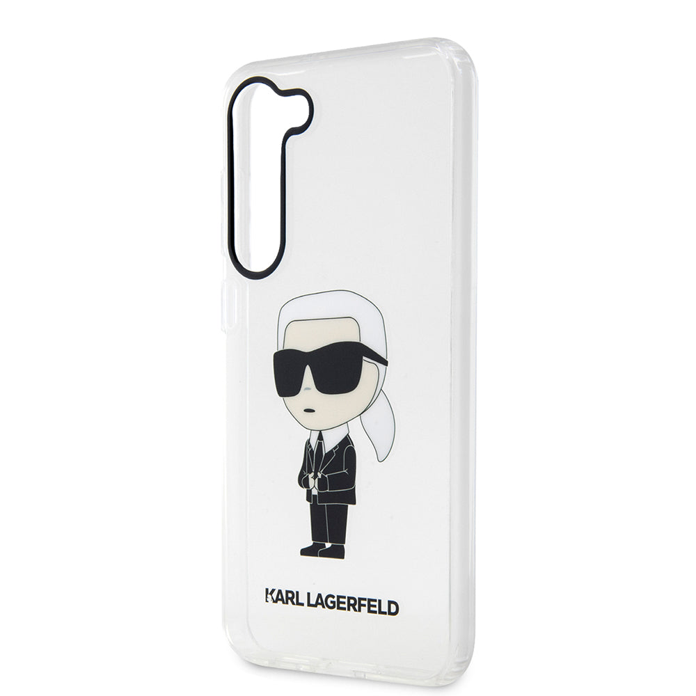 Pouzdro pro Samsung Galaxy S23 S911, Karl Lagerfeld, Ikonik Karl, Průhledné