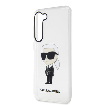 Pouzdro pro Samsung Galaxy S23 S911, Karl Lagerfeld, Ikonik Karl, Průhledné