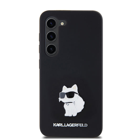 Pouzdro pro Samsung Galaxy S23 S911, Karl Lagerfeld, Silicone Choupette Metal, Černá.