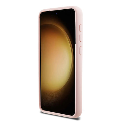 Pouzdro pro Samsung Galaxy S23 S911, Karl Lagerfeld, Silicone Choupette Metal, Růžová