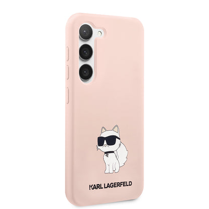 Pouzdro pro Samsung Galaxy S23 S911, Karl Lagerfeld, Silicone Choupette, Růžová