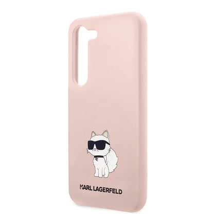 Pouzdro pro Samsung Galaxy S23 S911, Karl Lagerfeld, Silicone Choupette, Růžová