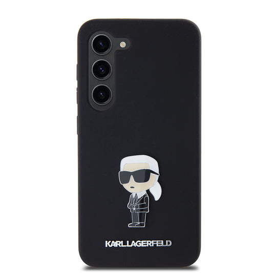 Pouzdro pro Samsung Galaxy S23 S911, Karl Lagerfeld, Silicone Ikonik Karl Metal, Černá