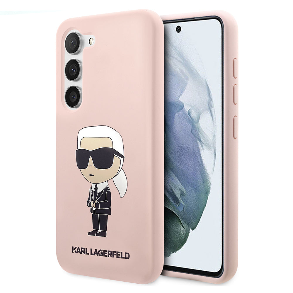 Pouzdro pro Samsung Galaxy S23 S911, Karl Lagerfeld, Silicone Ikonik Karl, Růžové