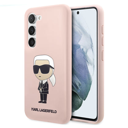 Pouzdro pro Samsung Galaxy S23 S911, Karl Lagerfeld, Silicone Ikonik Karl, Růžové