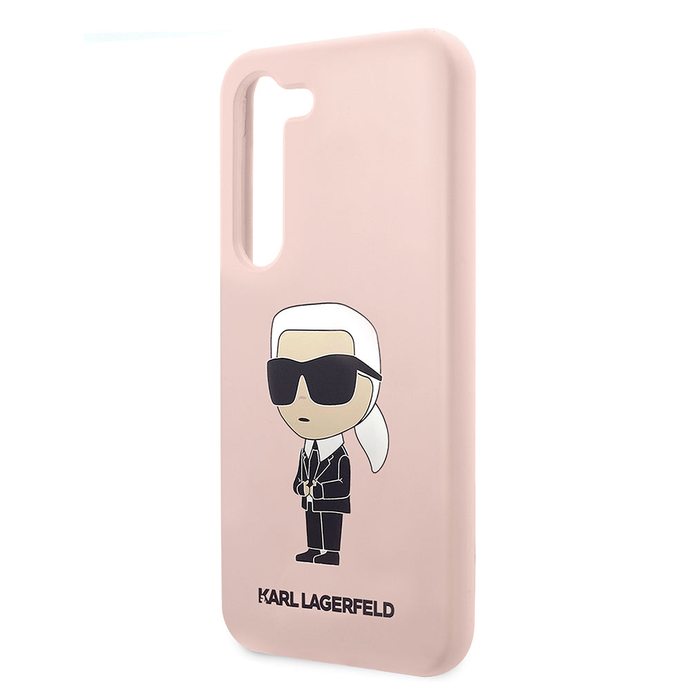 Pouzdro pro Samsung Galaxy S23 S911, Karl Lagerfeld, Silicone Ikonik Karl, Růžové