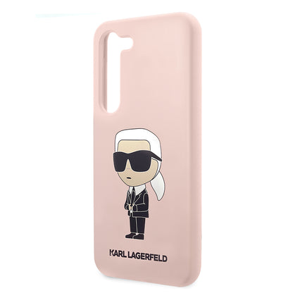 Pouzdro pro Samsung Galaxy S23 S911, Karl Lagerfeld, Silicone Ikonik Karl, Růžové