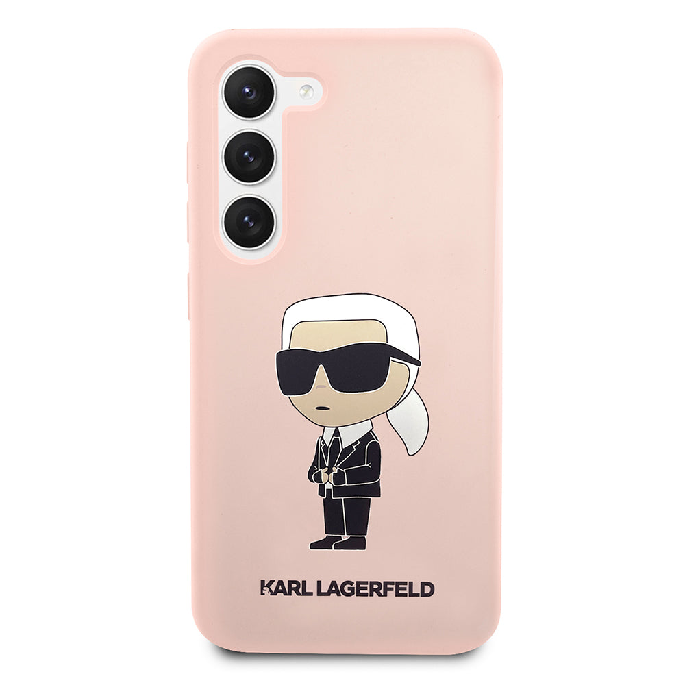 Pouzdro pro Samsung Galaxy S23 S911, Karl Lagerfeld, Silicone Ikonik Karl, Růžové