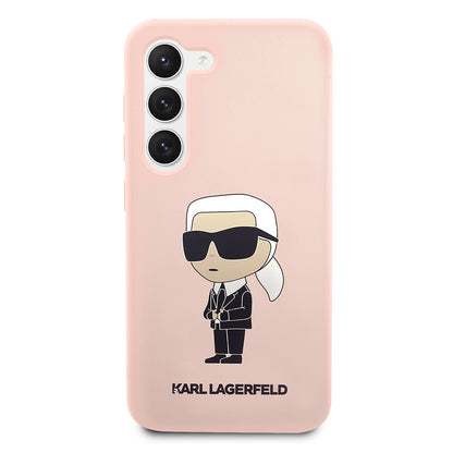 Pouzdro pro Samsung Galaxy S23 S911, Karl Lagerfeld, Silicone Ikonik Karl, Růžové