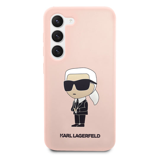 Pouzdro pro Samsung Galaxy S23 S911, Karl Lagerfeld, Silicone Ikonik Karl, Růžové