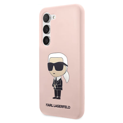 Pouzdro pro Samsung Galaxy S23 S911, Karl Lagerfeld, Silicone Ikonik Karl, Růžové