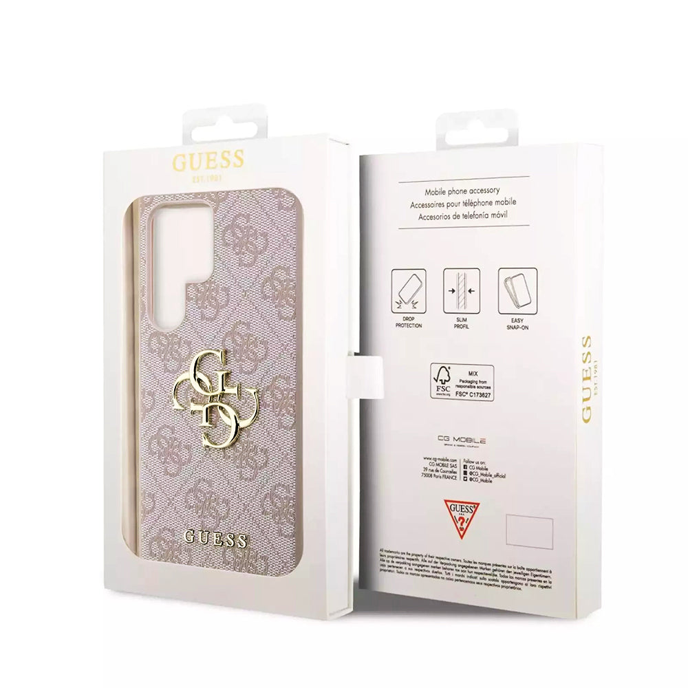 Pouzdro pro Samsung Galaxy S23 Ultra S918, Guess, 4G Big Logo, Růžové