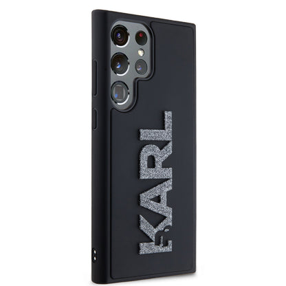 Pouzdro pro Samsung Galaxy S23 Ultra S918, Karl Lagerfeld, 3D Rubber Glitter Logo, Černá