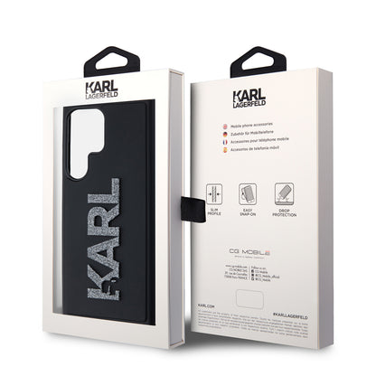 Pouzdro pro Samsung Galaxy S23 Ultra S918, Karl Lagerfeld, 3D Rubber Glitter Logo, Černá