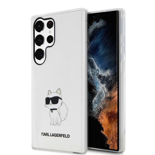 Pouzdro pro Samsung Galaxy S23 Ultra S918, Karl Lagerfeld, Ikonik Choupette, Průhledné