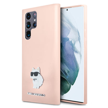 Pouzdro pro Samsung Galaxy S23 Ultra S918, Karl Lagerfeld, Silicone Choupeete Metal, Růžová