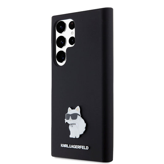 Pouzdro pro Samsung Galaxy S23 Ultra S918, Karl Lagerfeld, Silicone Choupette, Černá