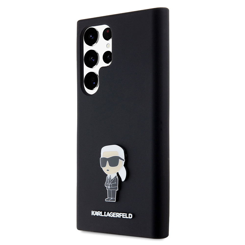 Case for Samsung Galaxy S23 Ultra S918, Karl Lagerfeld, Silicone Ikonik Karl Metal, Black