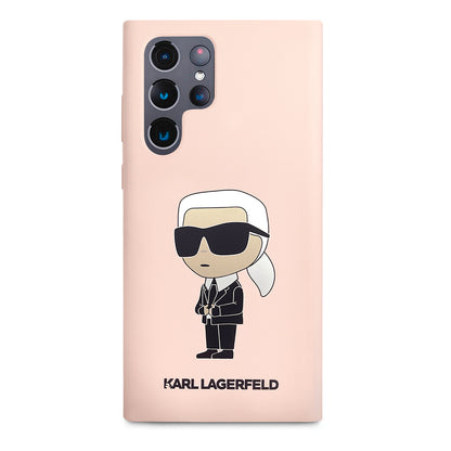 Pouzdro pro Samsung Galaxy S23 Ultra S918, Karl Lagerfeld, Silicone Ikonik Karl, Růžové