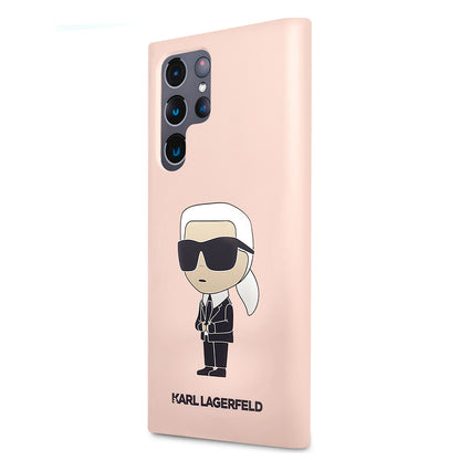 Pouzdro pro Samsung Galaxy S23 Ultra S918, Karl Lagerfeld, Silicone Ikonik Karl, Růžové