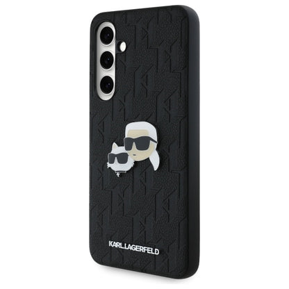 Pouzdro pro Samsung Galaxy S24 FE S721, Karl Lagerfeld, Monogram Karl & Choupette's Heads, Černá
