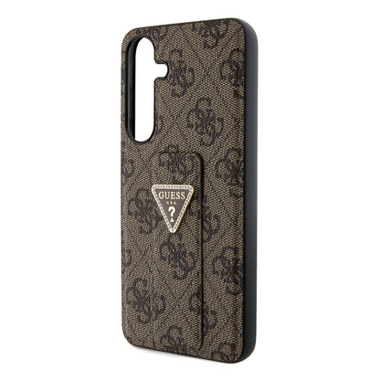 Pouzdro pro Samsung Galaxy S24+ S926, Guess, Grip Stand 4G Triangle Strass, Hnědá