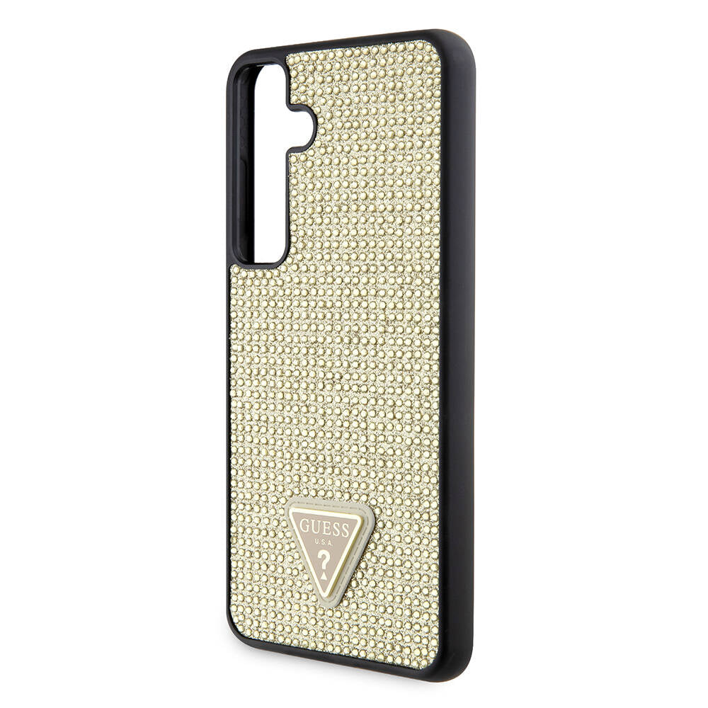 Pouzdro pro Samsung Galaxy S24+ S926, Guess, Rhinestone Triangle Logo, Zlaté