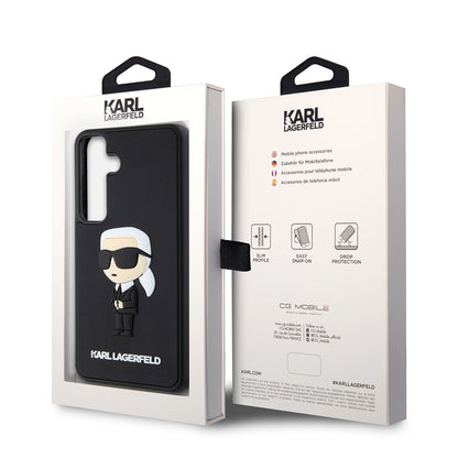 Pouzdro pro Samsung Galaxy S24 S921, Karl Lagerfeld, 3D Rubber Ikonik Karl, Černá