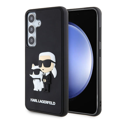 Pouzdro pro Samsung Galaxy S24 S921, Karl Lagerfeld, 3D Rubber Karl & Choupette, Černá
