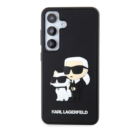 Pouzdro pro Samsung Galaxy S24 S921, Karl Lagerfeld, 3D Rubber Karl & Choupette, Černá