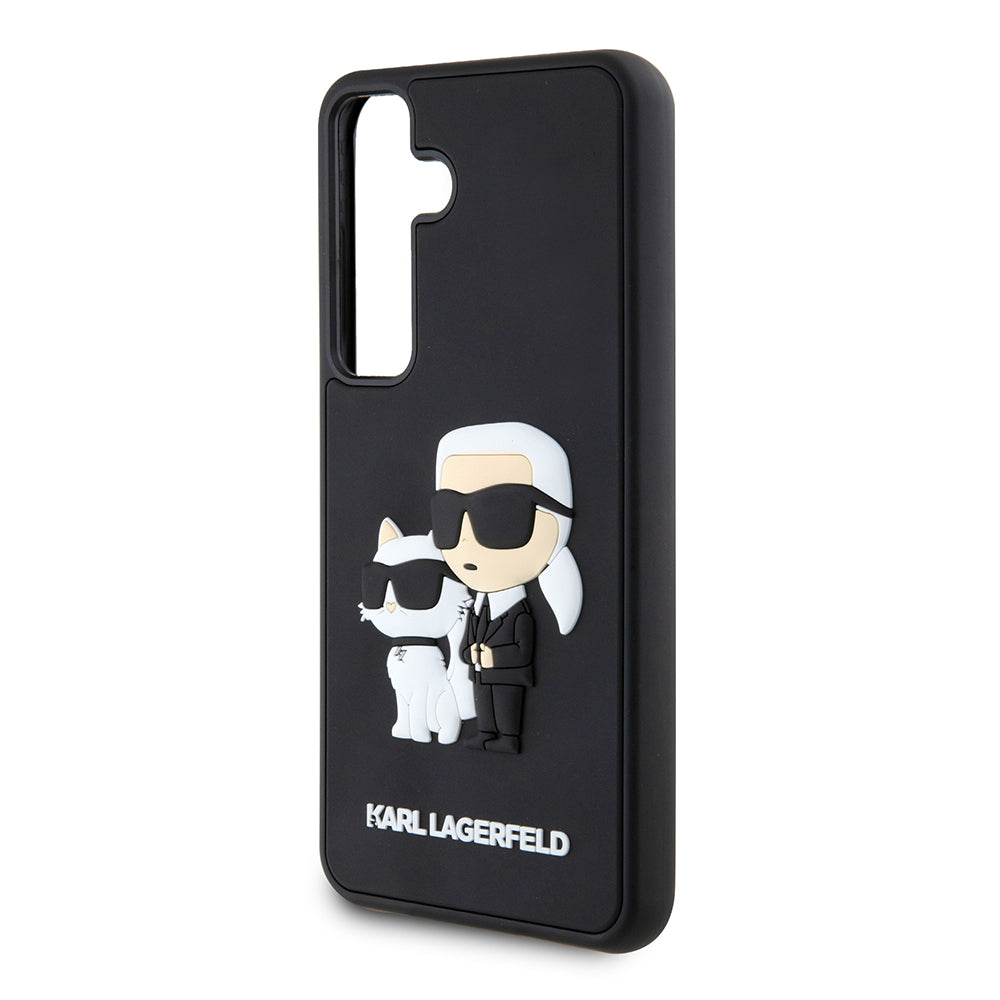 Pouzdro pro Samsung Galaxy S24 S921, Karl Lagerfeld, 3D Rubber Karl & Choupette, Černá