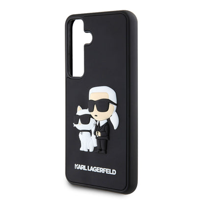 Pouzdro pro Samsung Galaxy S24 S921, Karl Lagerfeld, 3D Rubber Karl & Choupette, Černá