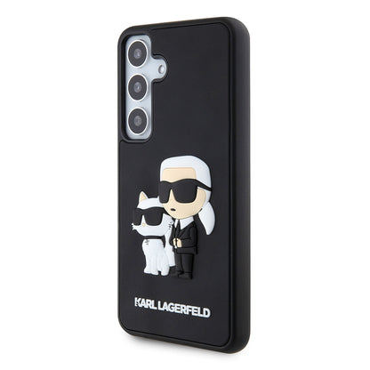 Pouzdro pro Samsung Galaxy S24 S921, Karl Lagerfeld, 3D Rubber Karl & Choupette, Černá
