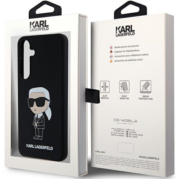 Pouzdro pro Samsung Galaxy S24 S921, Karl Lagerfeld, Silicone Ikonik NFT, černé