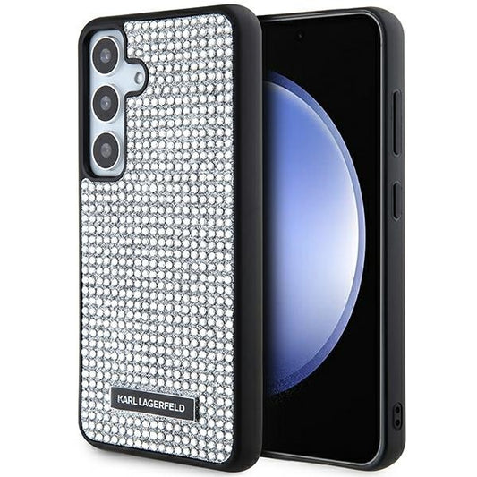 Pouzdro pro Samsung Galaxy S24 S921, Karl Lagerfeld, Rhinestone Metal Plate, Stříbrné