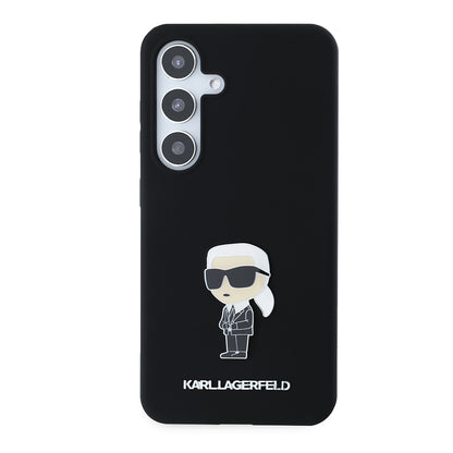 Pouzdro pro Samsung Galaxy S24 S921, Karl Lagerfeld, Silicone Ikonik Karl Metal, Černá