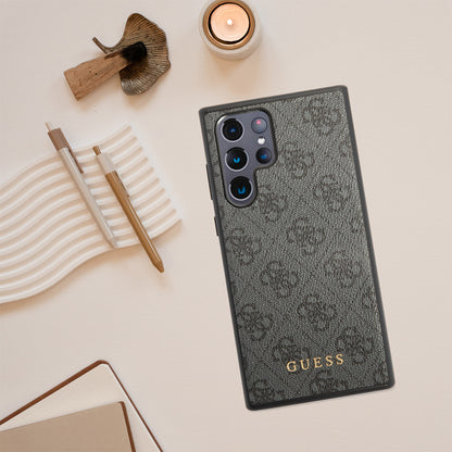 Pouzdro pro Samsung Galaxy S24 Ultra S928, Guess, 4G Metal Gold Logo, Hnědá