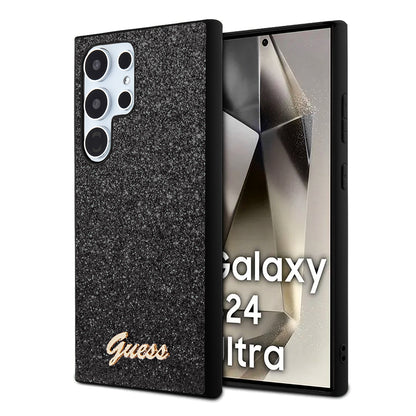 Pouzdro pro Samsung Galaxy S24 Ultra S928, Guess, Glitter Script, Černá
