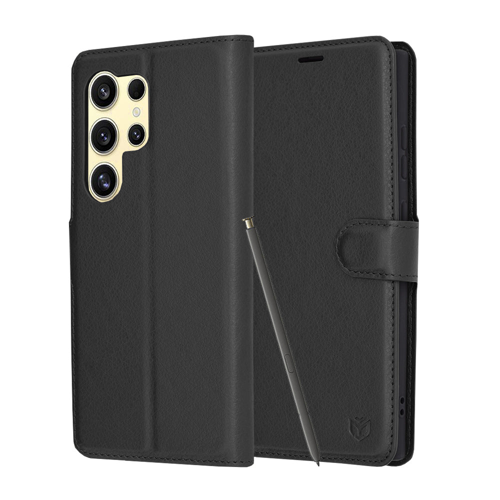 Pouzdro pro Samsung Galaxy S24 Ultra S928, Techsuit, kožené folio, černé