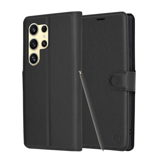 Pouzdro pro Samsung Galaxy S24 Ultra S928, Techsuit, kožené folio, černé