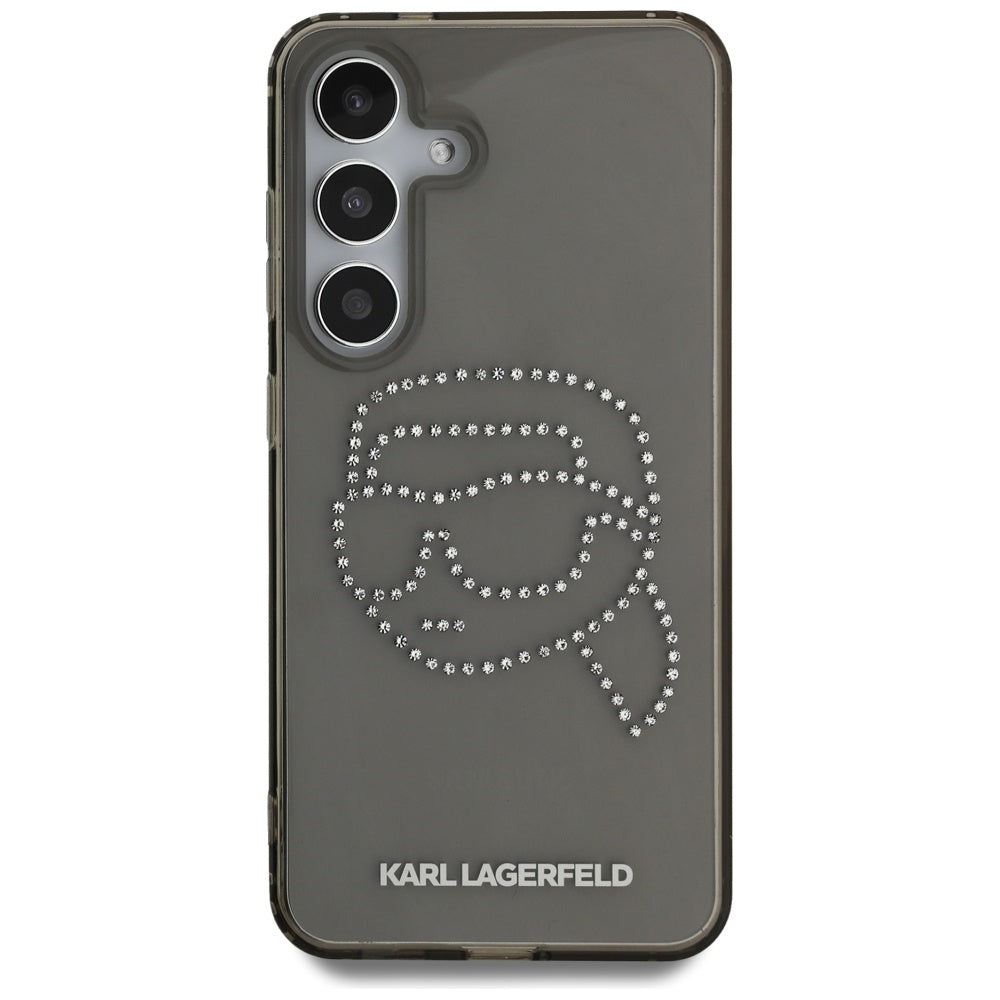 Pouzdro pro Samsung Galaxy S25 S931, Karl Lagerfeld, IML Rhinestones Karl's Head, Černá